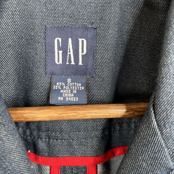 Gap Denim Trench Coat Women Small Long Capsule Classic Preppy‎ Trend Y2K - Picture 4 of 9